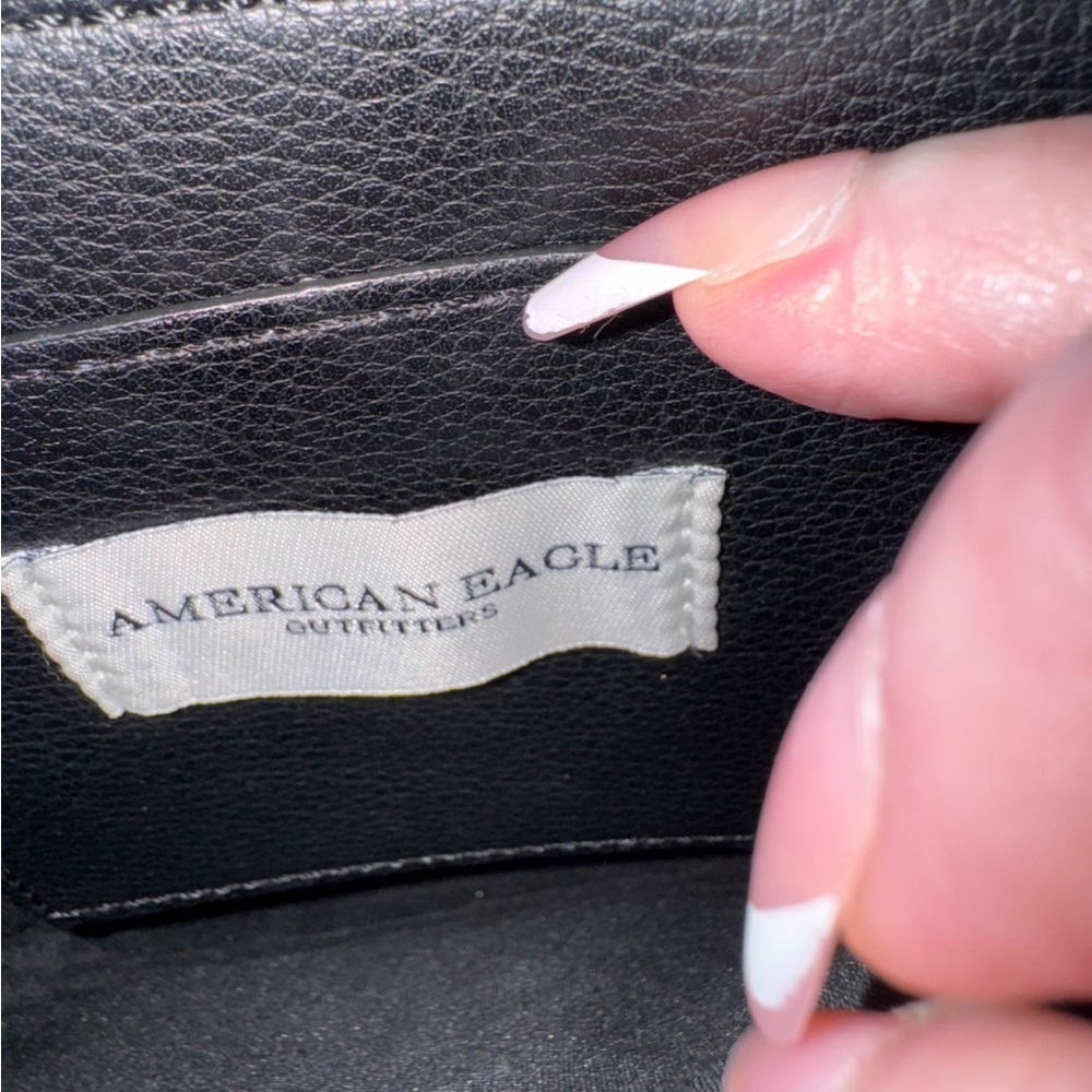 American Eagle black leather Silver Studs/Tassel top handle mini satchel - Picture 2 of 10